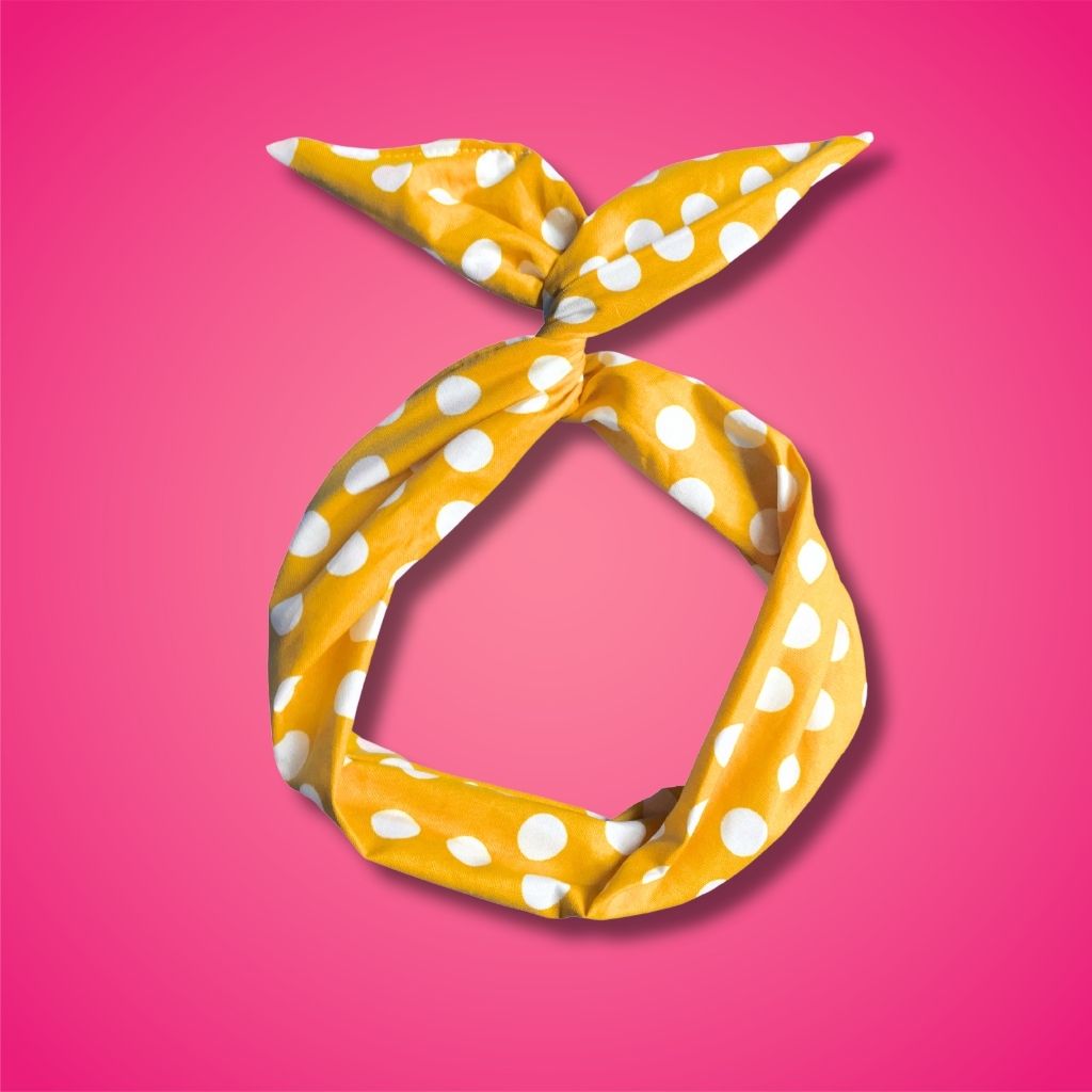 Yellow and White Polka Dot Wire Headband