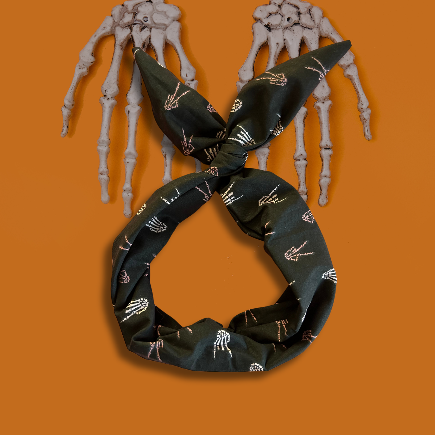 Halloween Wired Headband Skull Hands on Black by Byrd