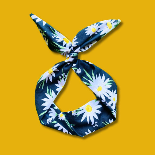 Navy Daisy Wire Headband