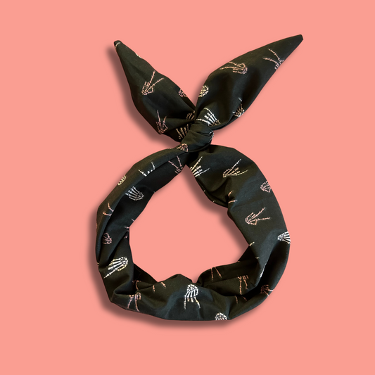 Halloween Wired Headband Skull Hands on Black by Byrd