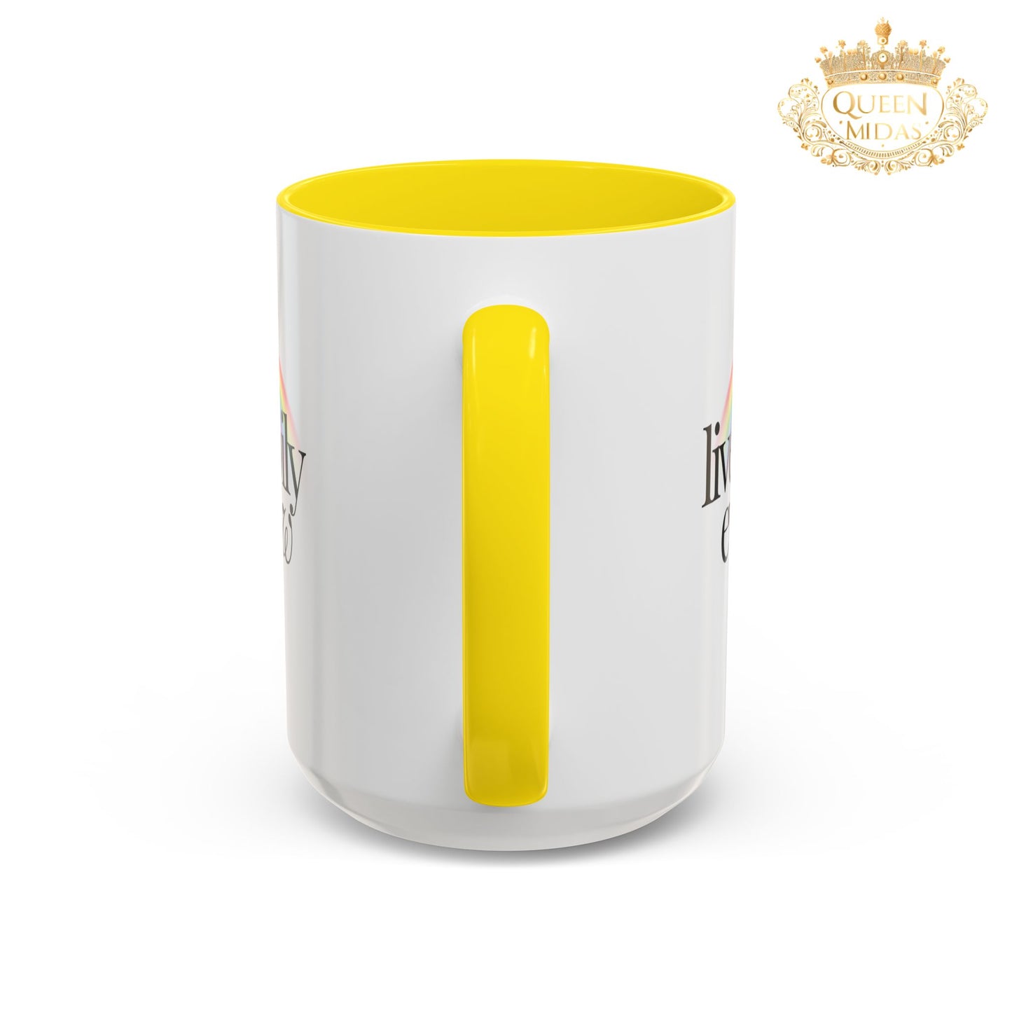 Live Happily Ever Now Rainbow Mug, 11oz, 15oz, Multiple Colors, Home Kitchen Decor, Inspirational Tea Cup, Positive Drinkware,