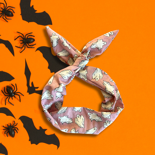 Glow in the Dark Ghost Pink and White Halloween Wired Headband