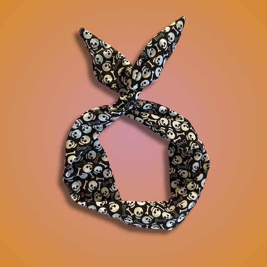 Skull and Bones Black and White Halloween Wired Headband