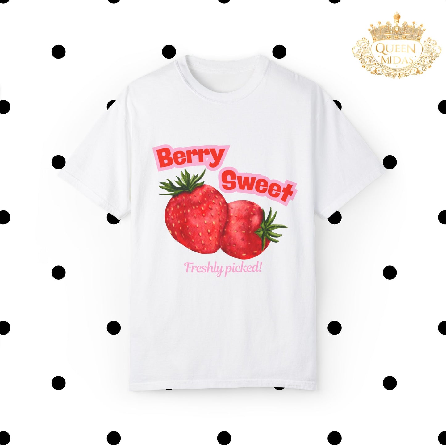 Strawberry T-Shirt, Trendy Pink Shirt with Red Strawberries