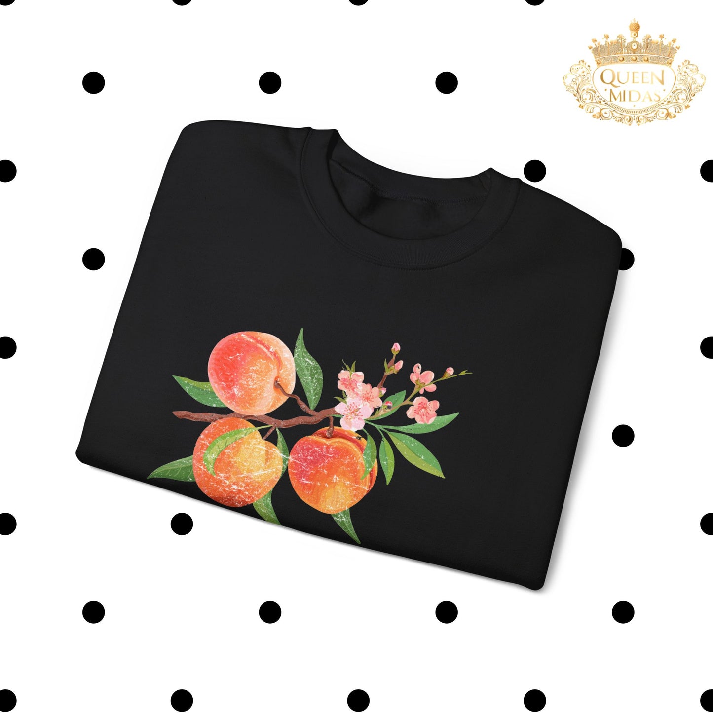 Pretty as a Peach Print Sweatshirt Vintage Look