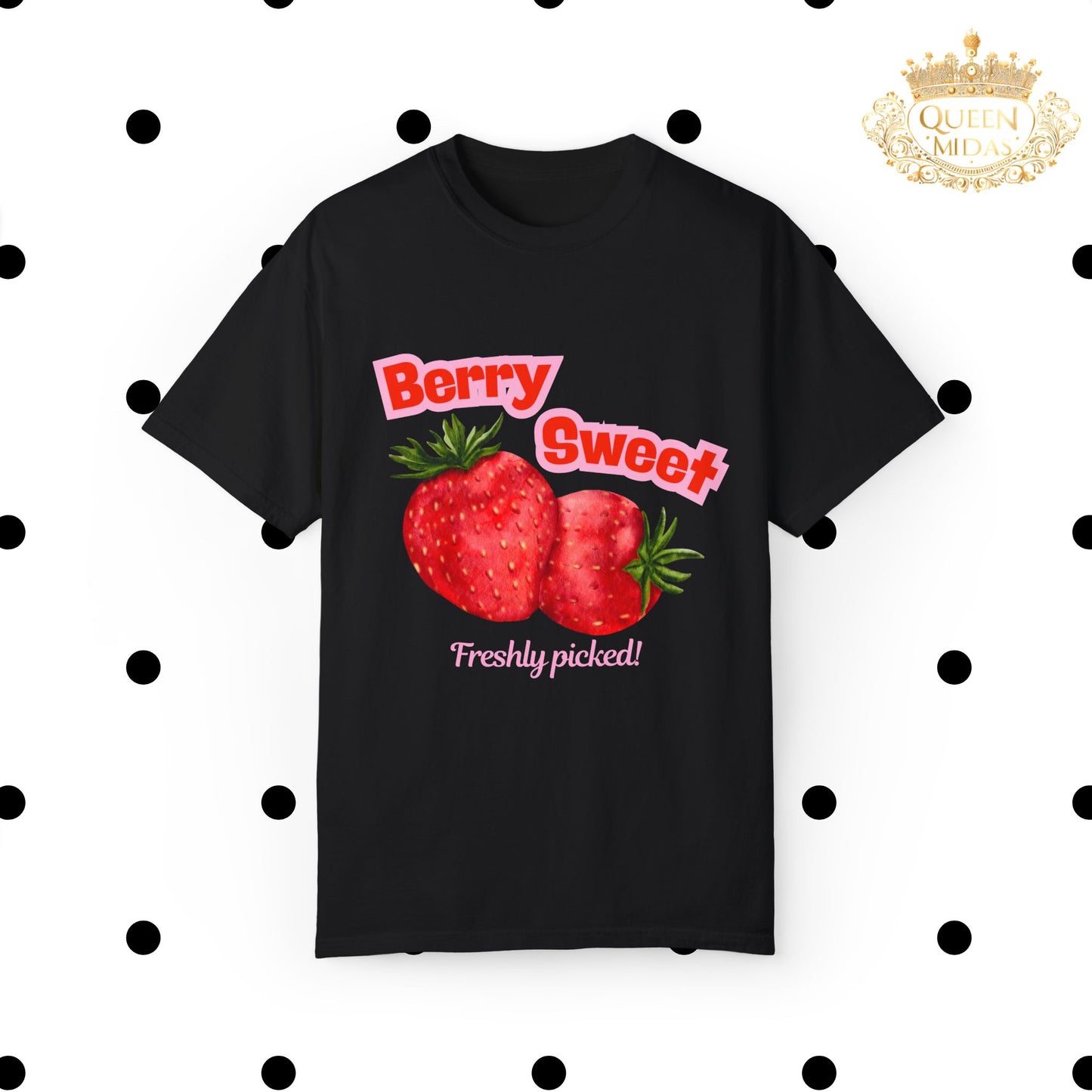 Strawberry T-Shirt, Trendy Pink Shirt with Red Strawberries