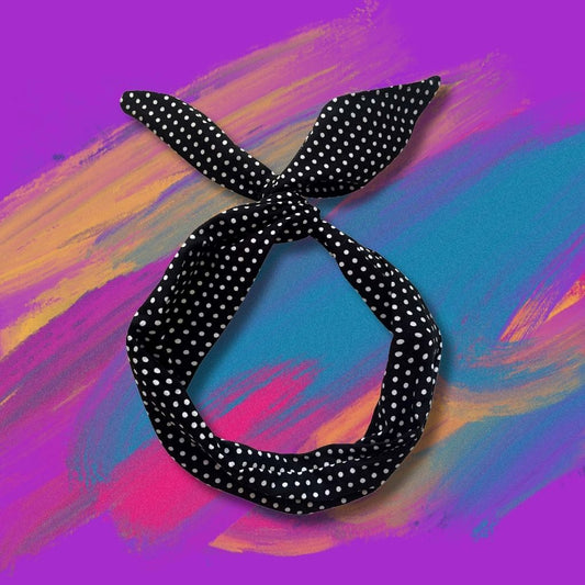 Black and White Polka Dot Wire Headband