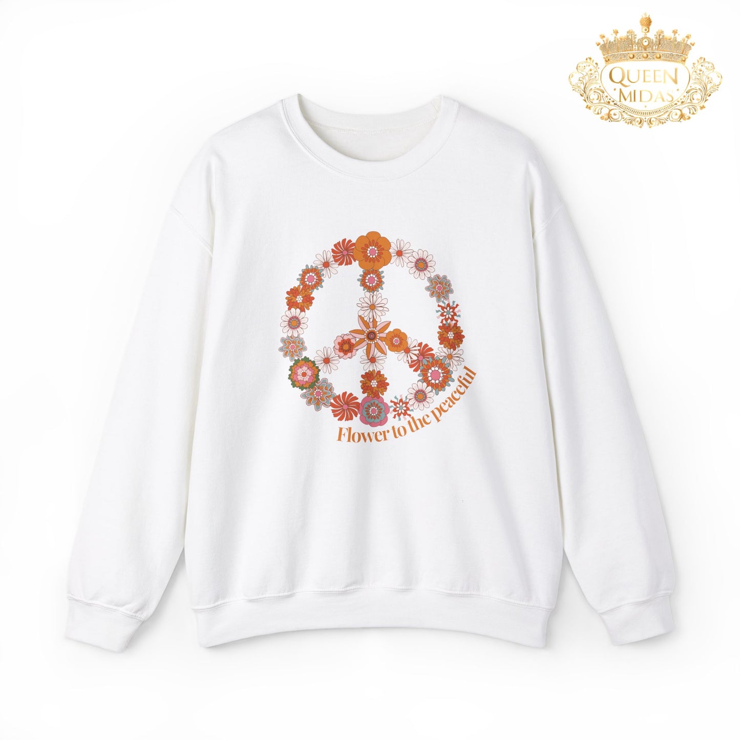 Floral Peace Sign Sweatshirt -Flower to the Peaceful
