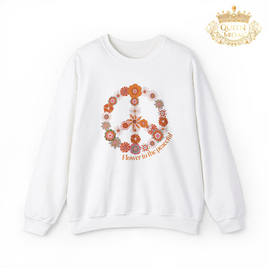 Floral Peace Sign Sweatshirt -Flower to the Peaceful