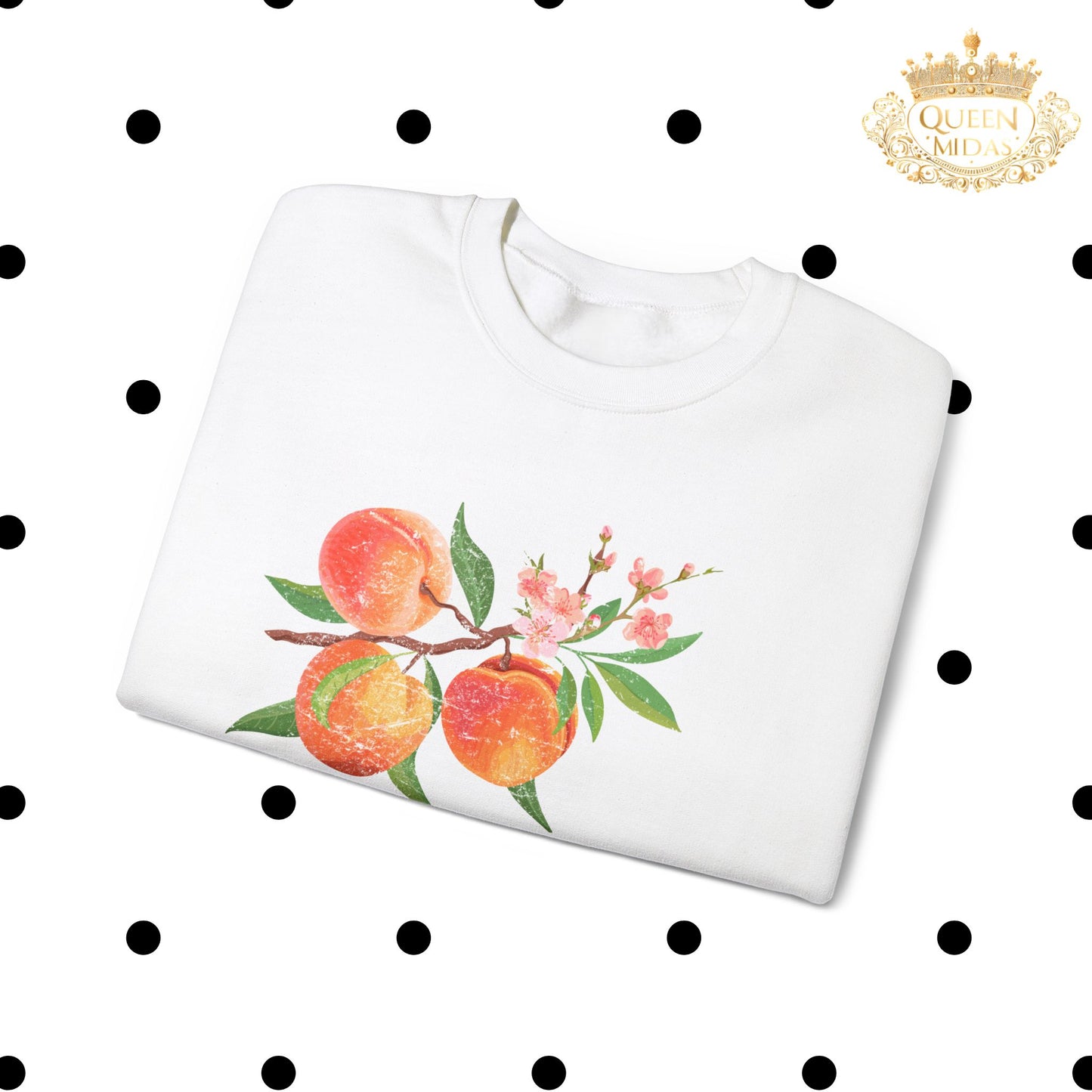 Pretty as a Peach Print Sweatshirt Vintage Look