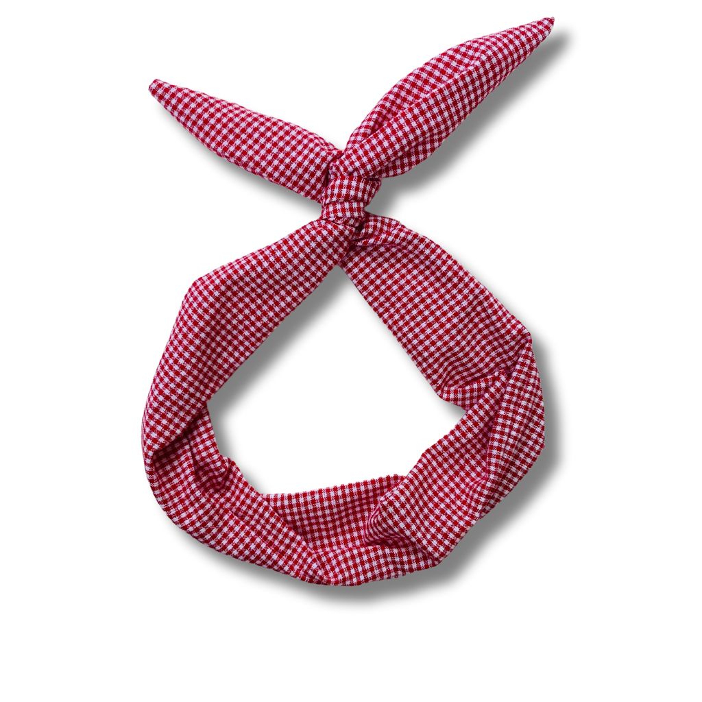 red and white gingham headband