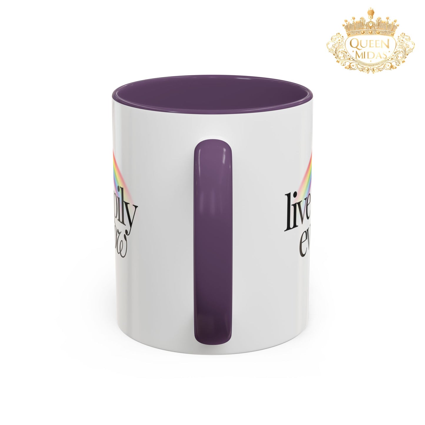 Live Happily Ever Now Rainbow Mug, 11oz, 15oz, Multiple Colors, Home Kitchen Decor, Inspirational Tea Cup, Positive Drinkware,