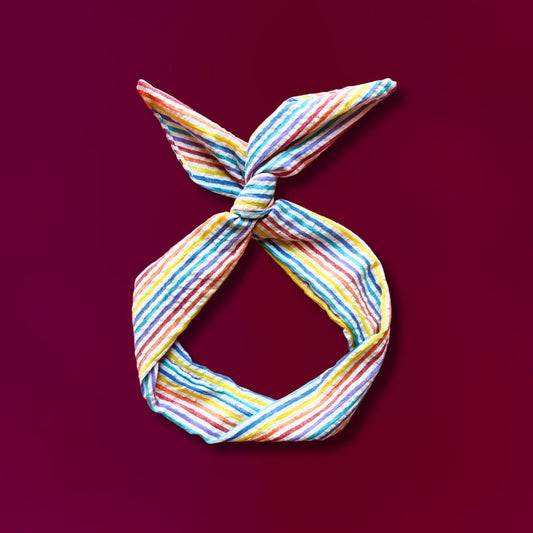 Rainbow Seersucker Wire Headband