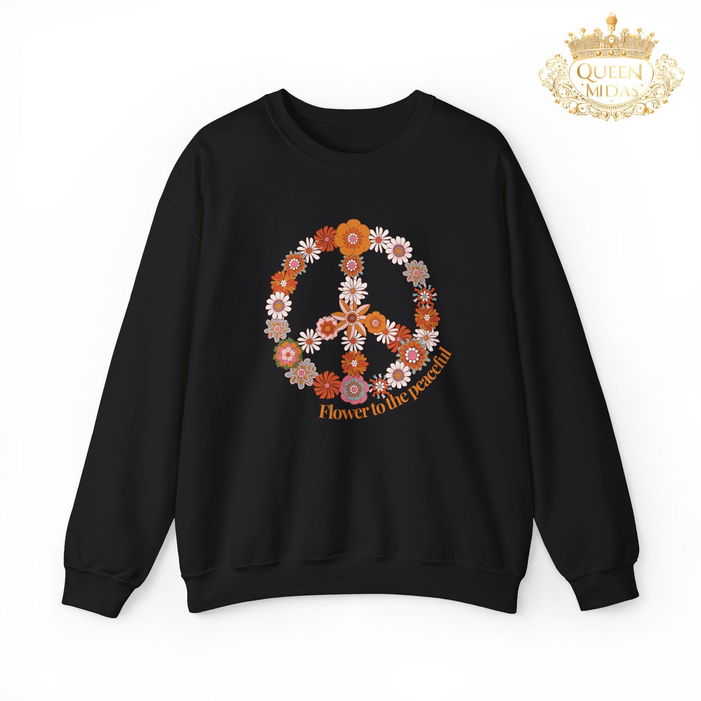 Floral Peace Sign Sweatshirt -Flower to the Peaceful