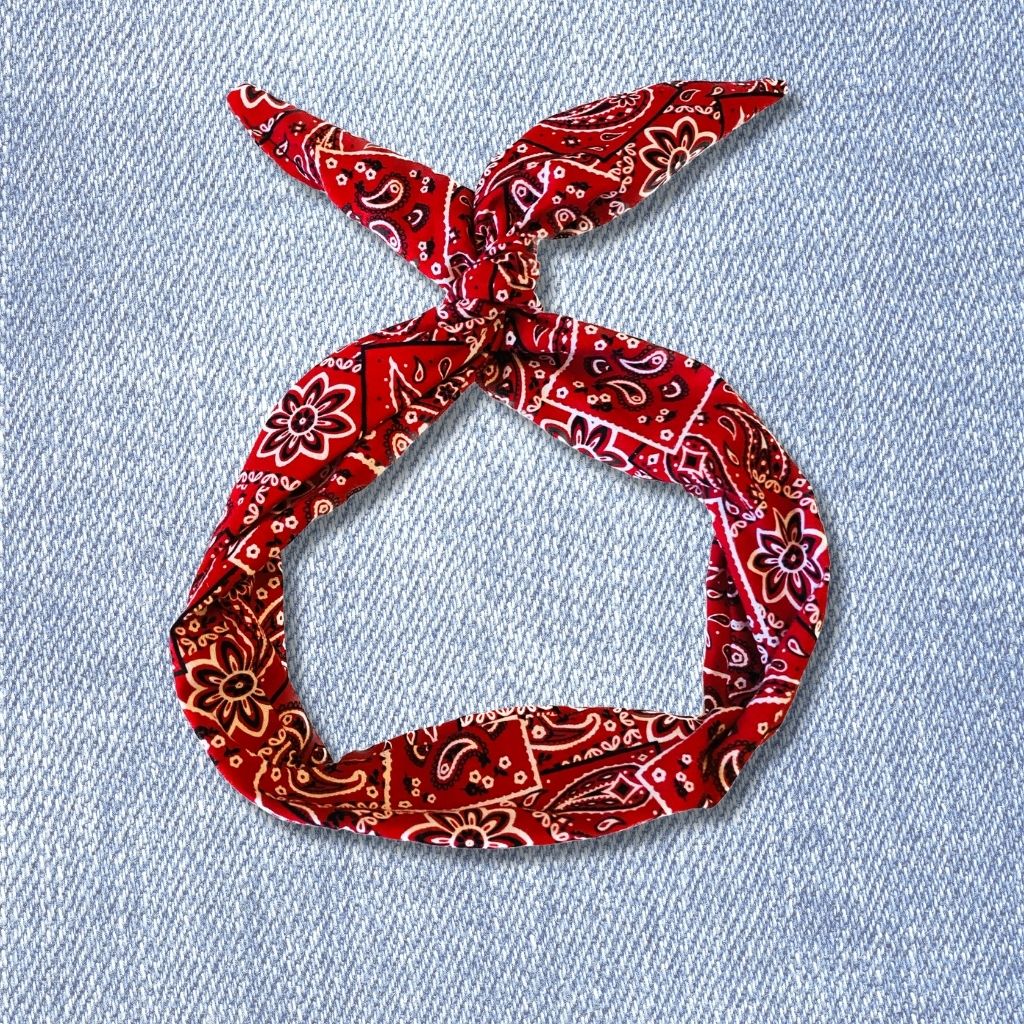 Red Bandana Print Wire Headband
