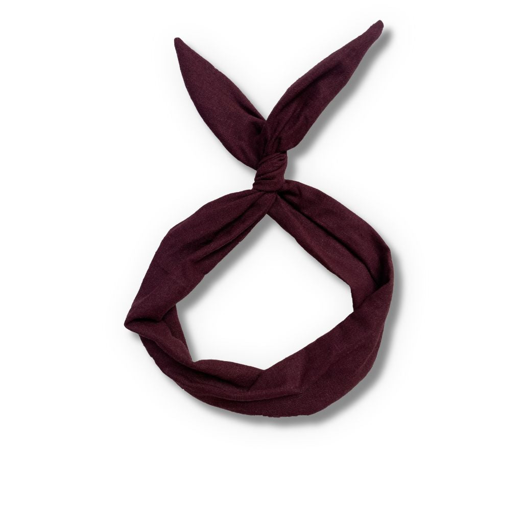 purple eggplant linen headband