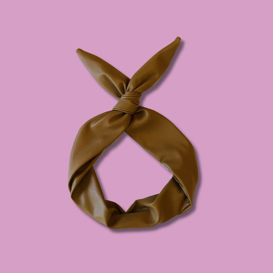 Brown Faux Leather Wire Headband