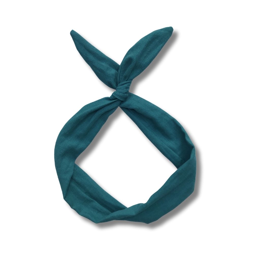teal linen headband
