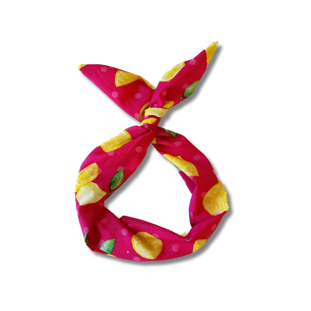 hot pink lemon print headband