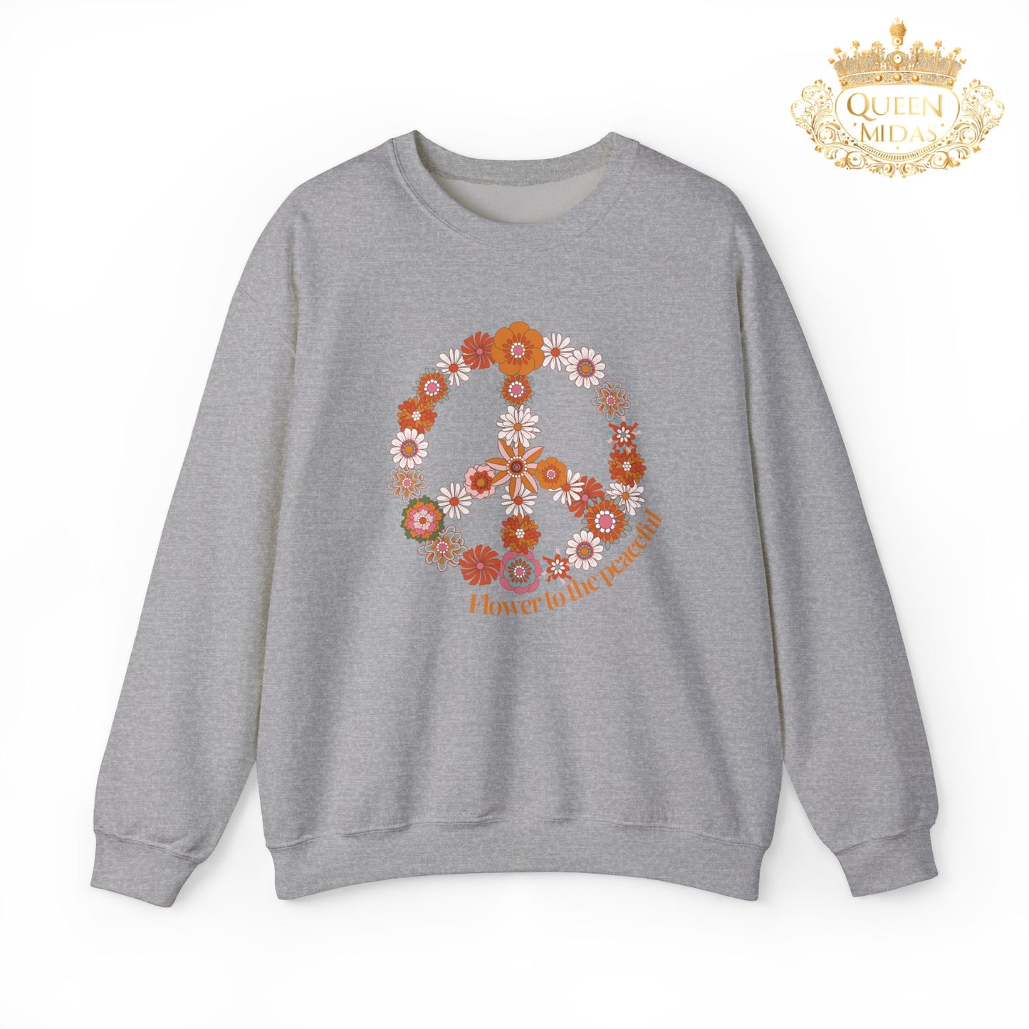 Floral Peace Sign Sweatshirt -Flower to the Peaceful