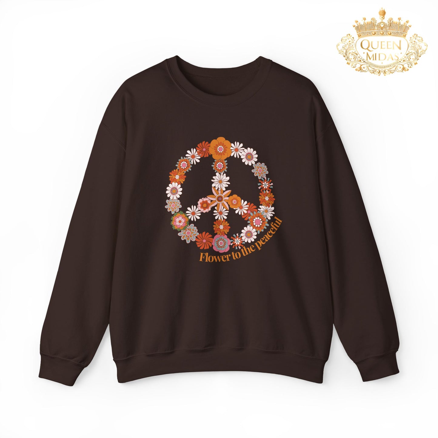 Floral Peace Sign Sweatshirt -Flower to the Peaceful
