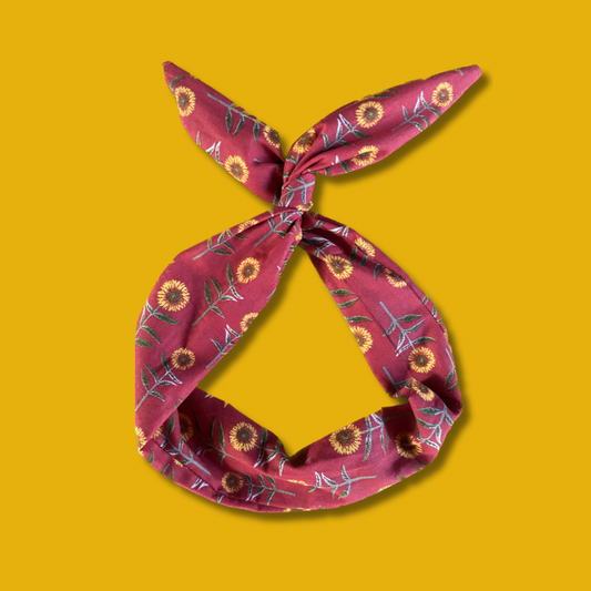 Red Sunflower Print Wire Headband