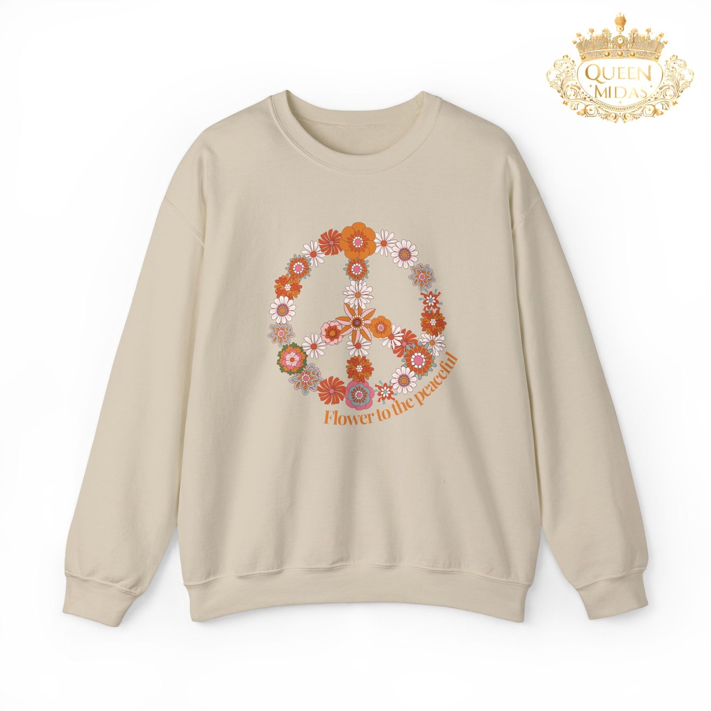 Floral Peace Sign Sweatshirt -Flower to the Peaceful