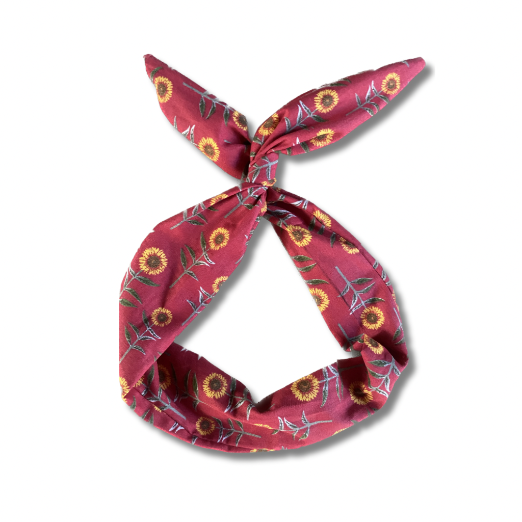 Red Sunflower Print Wire Headband