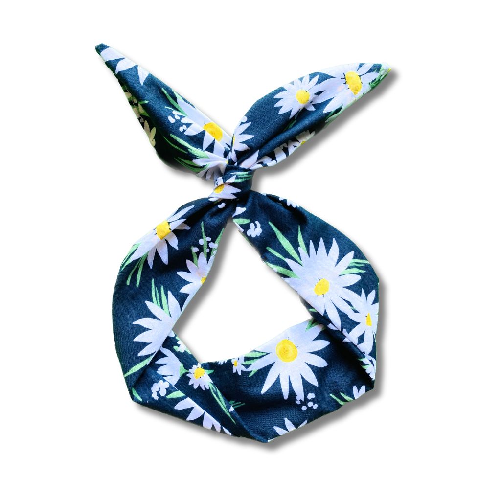 navy daisy print headband