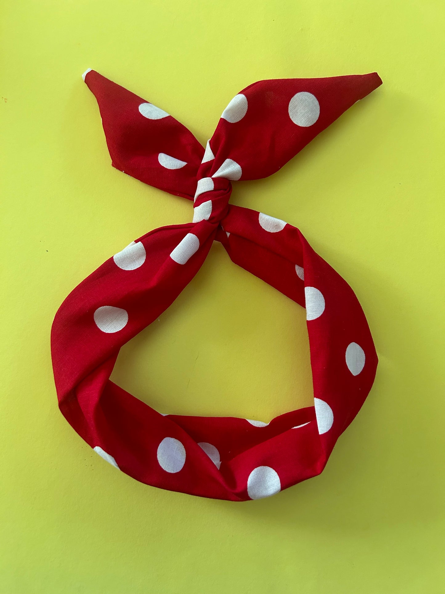 Big Red and White Polka Dot Wire Headband