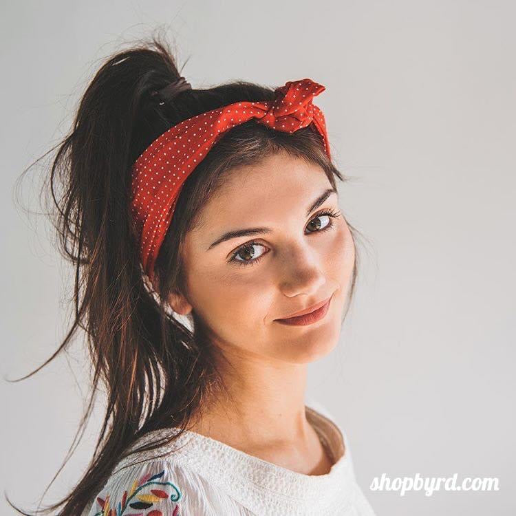 Big Red and White Polka Dot Wire Headband