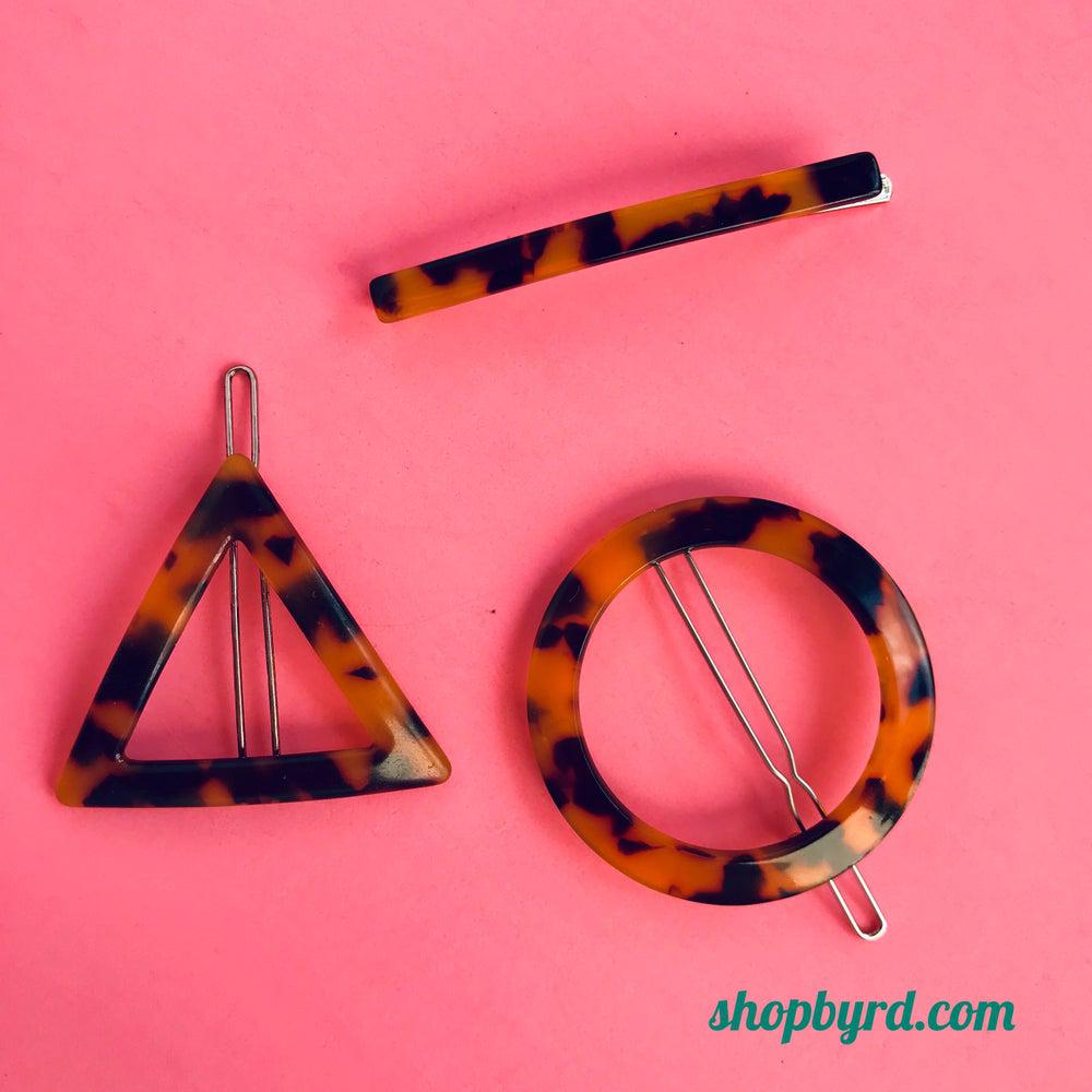 Torti Hair Clips, Triangle, Circle and Barette