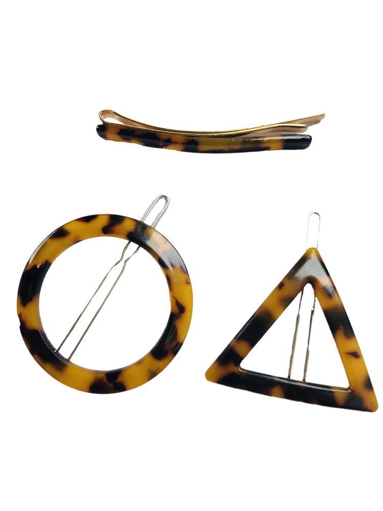 Torti Hair Clips, Triangle, Circle and Barette