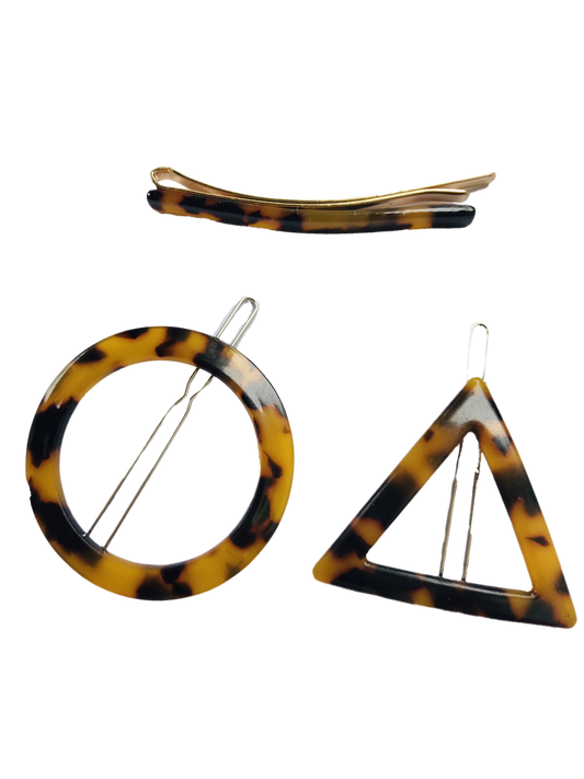Torti Hair Clips, Triangle, Circle and Barette