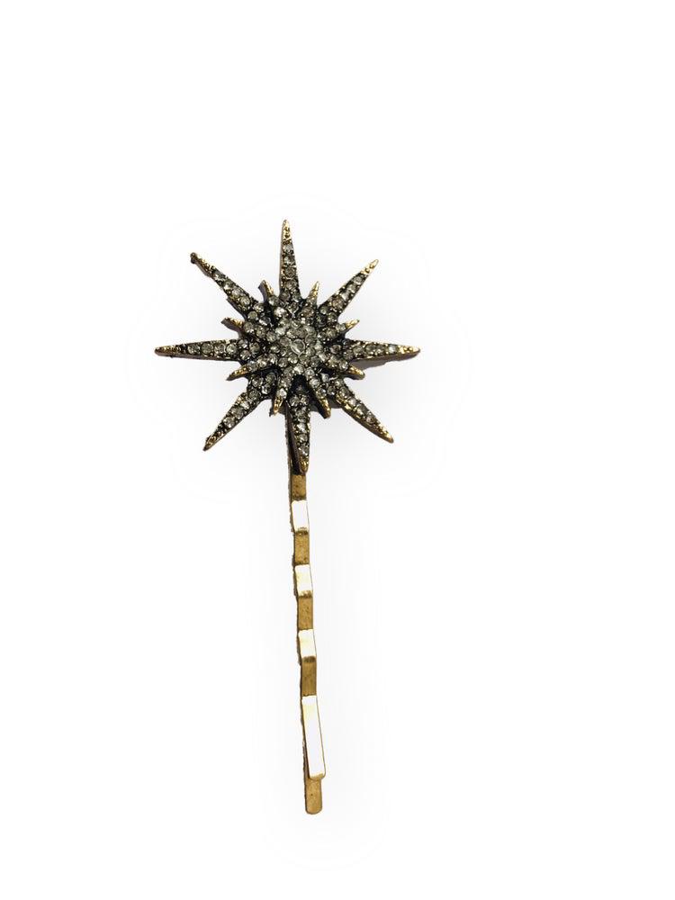 Rhinestone Moon and Star Hair Clips