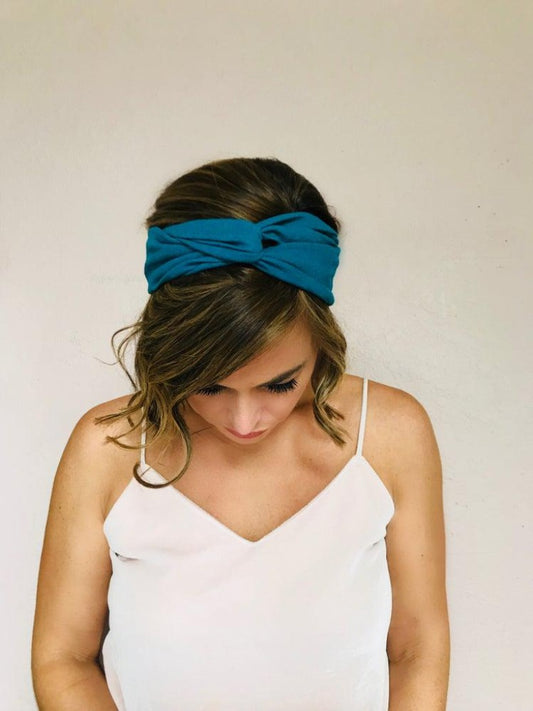 Teal Linen Wire Headband