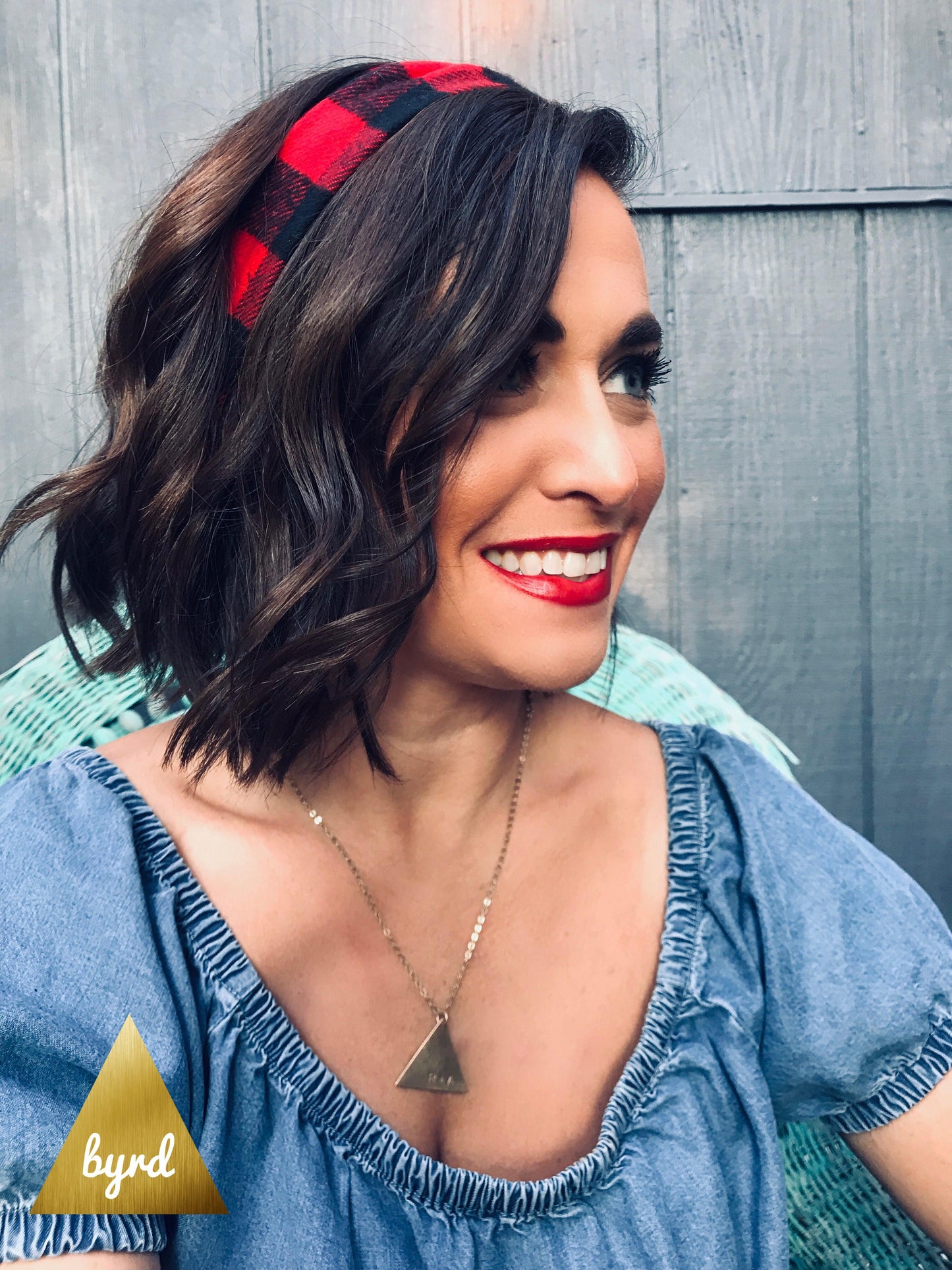 Red and Black Buffalo Plaid Flannel Wire Headband