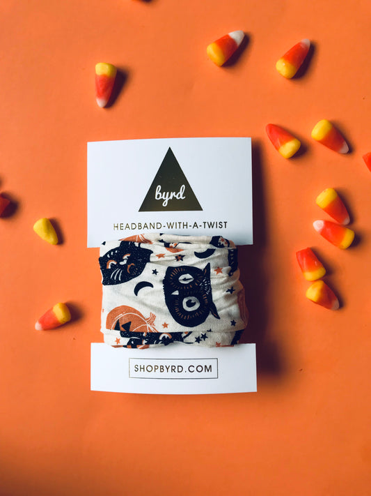 Halloween Wired Headband with Cats and Owls