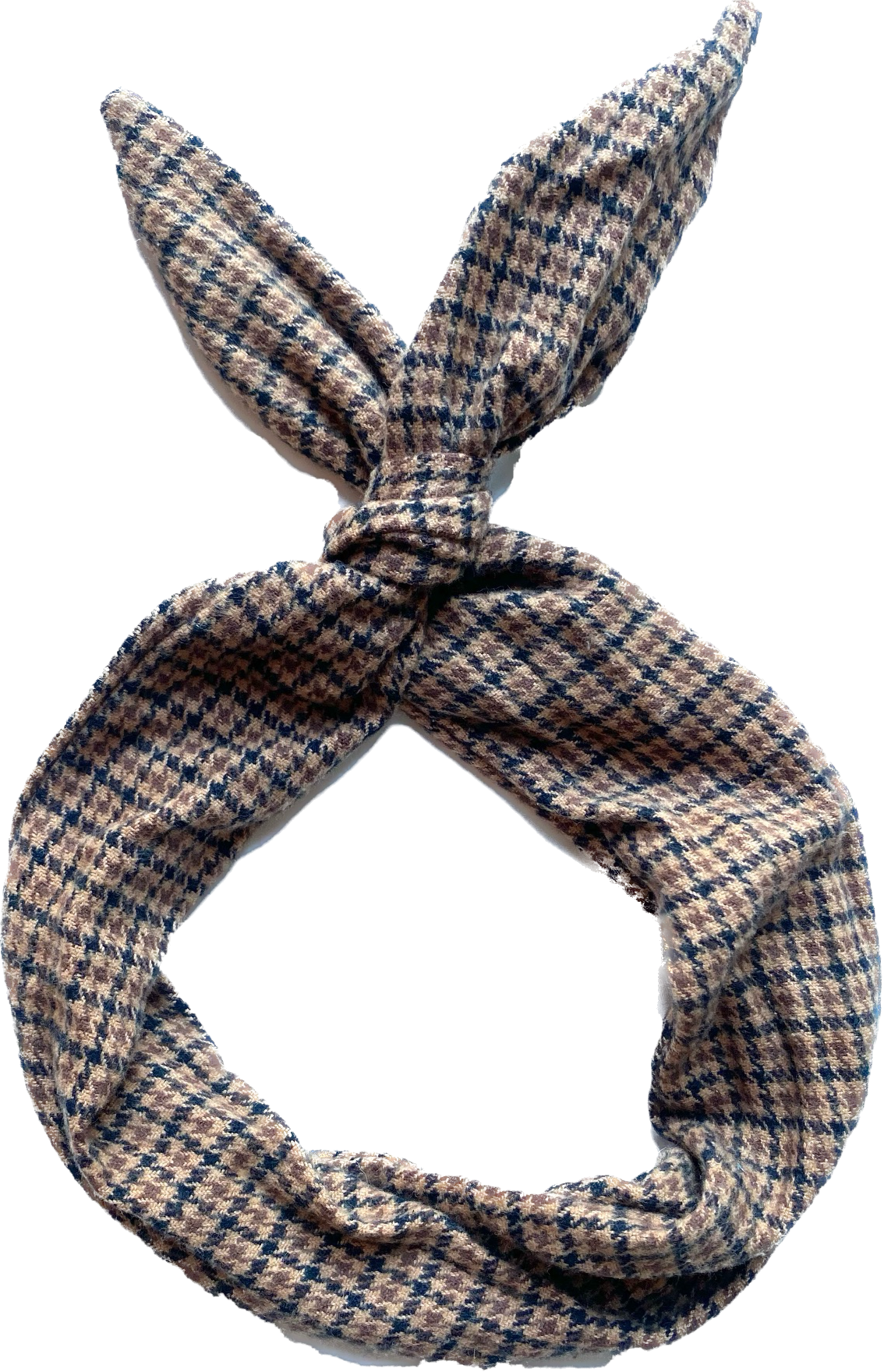 Camel Houndstooth Flannel Wire Headband