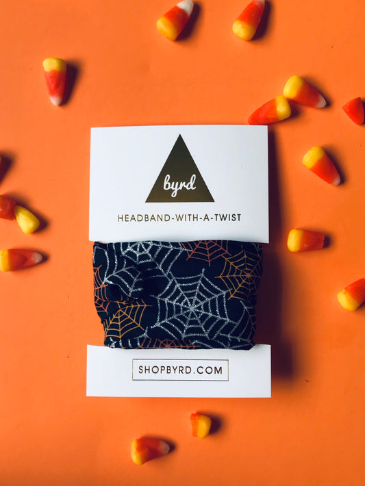 Halloween Wired Headband Glitter Spiderwebs