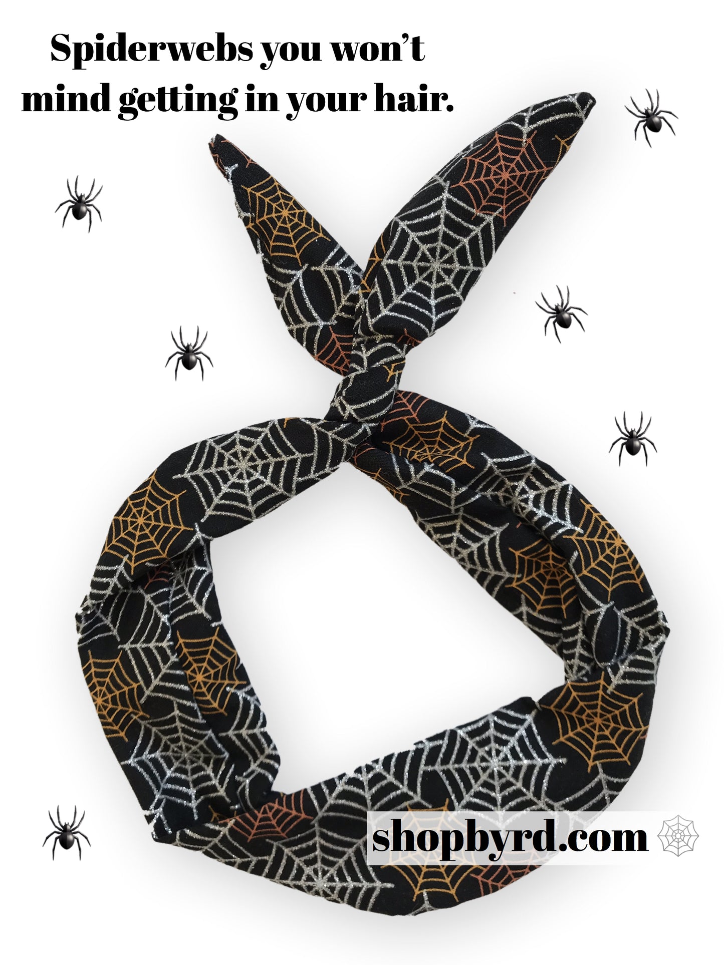 Halloween Wired Headband Glitter Spiderwebs
