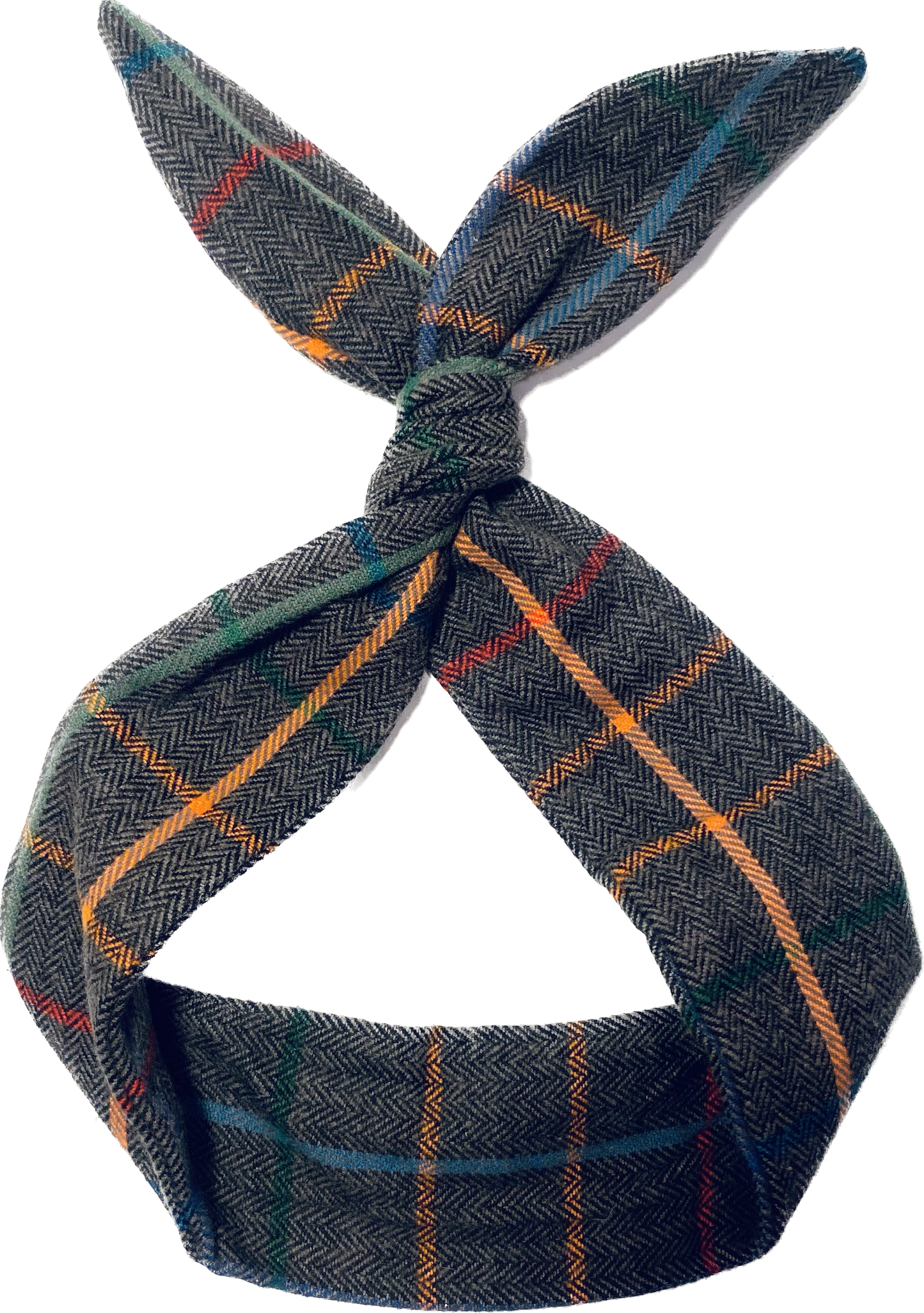 Grey Rainbow Plaid Flannel Wire Headband