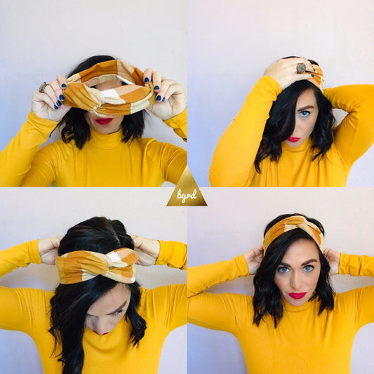 Candy Corn Plaid Flannel Wire Headband