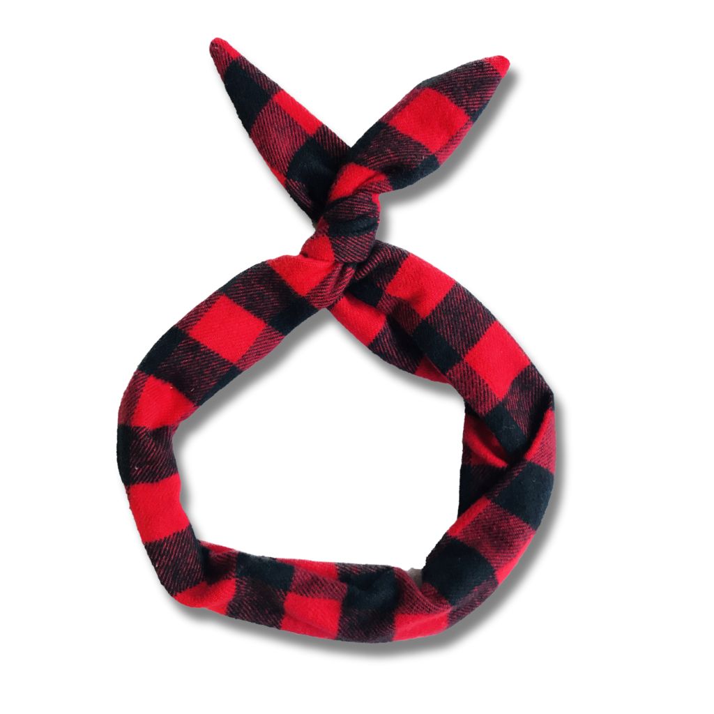 red and black buffalo plaid flannel headband