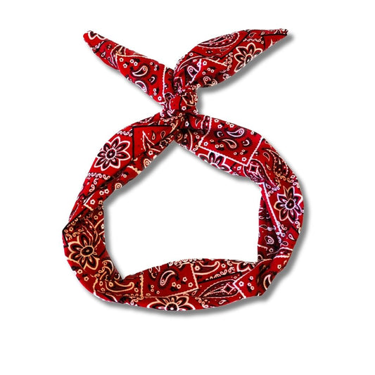 Red Bandana Print Wire Headband