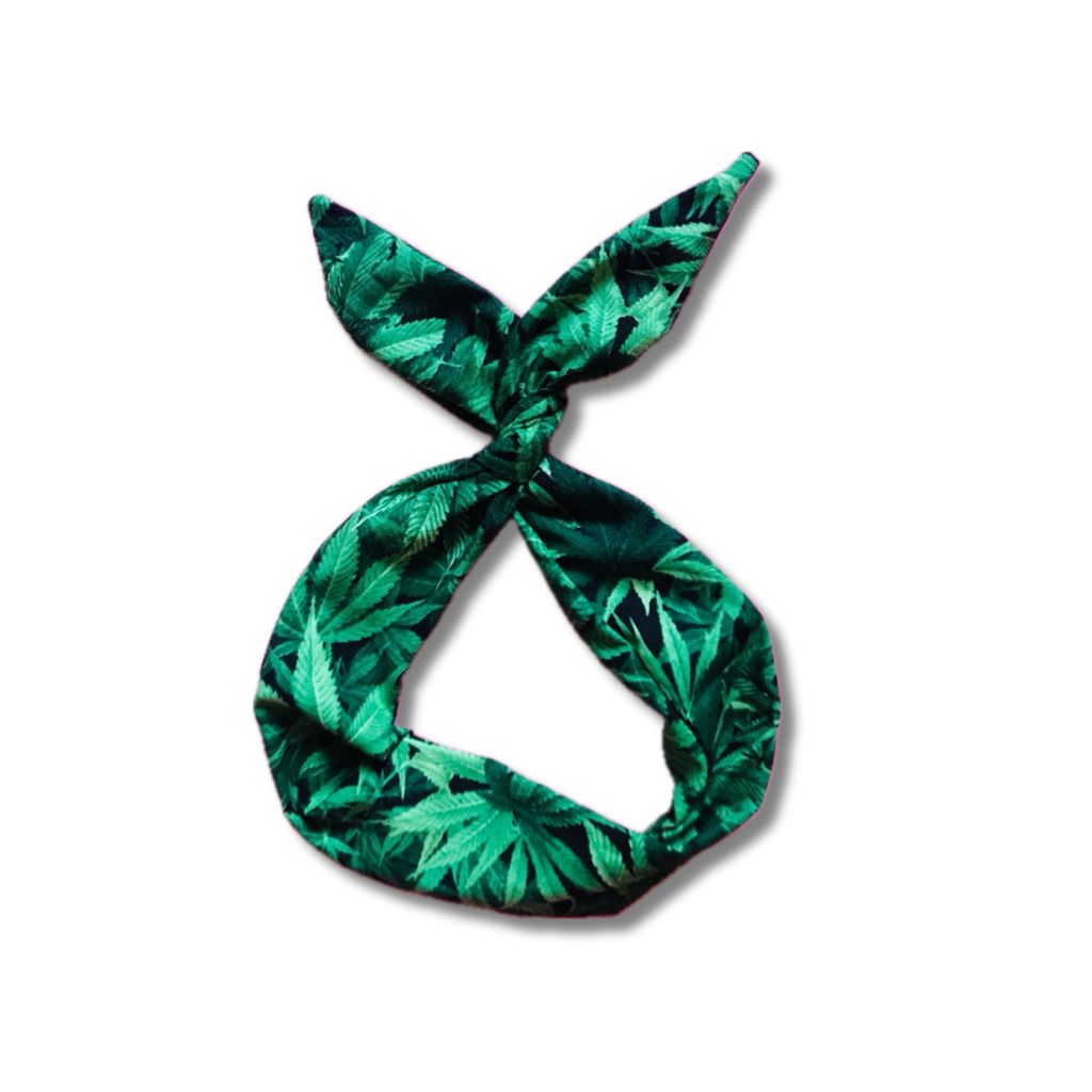 marijuana leaf headband green