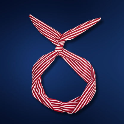 Red and White Stripe Wire Headband