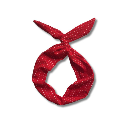 red and white polka dot headband