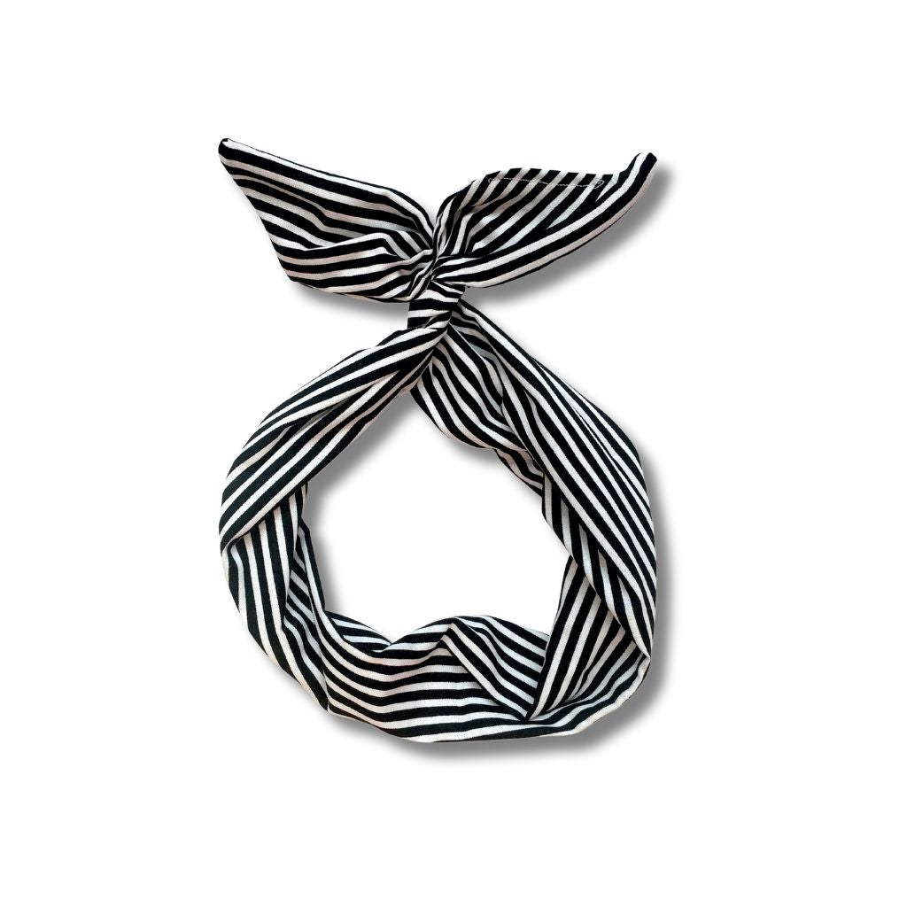 black and white stripe wired headband