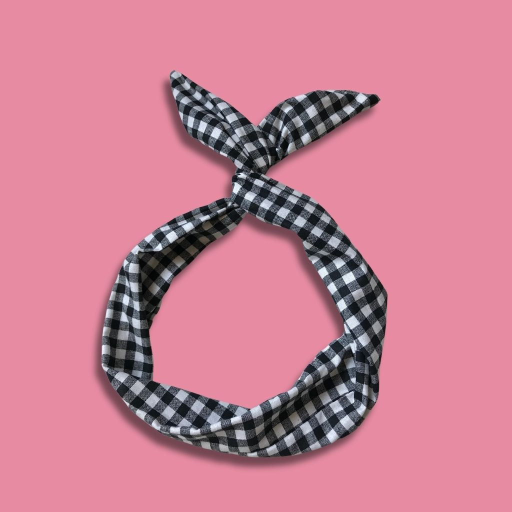 Black & White Gingham Wire Headband